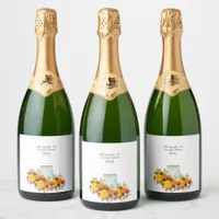 Modern Rustic Sunflower Country Wedding Sparkling Wine Label