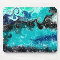 Blue and Teal Ocean Waves Sandy Beach  Mouse Pad