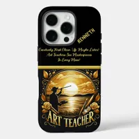 Art Teacher Painting a Sunset on a Serene Beach iPhone 16 Pro Case