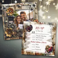 Romantic Steampunk Personalized Wedding RSVP Save The Date