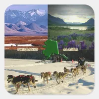 Fairbanks, Alaska Collage Square Sticker