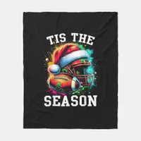 Tis The Season Football Mom Christmas Santa Hat Co Fleece Blanket
