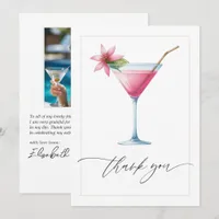 Pink Tropical Martini Bridal Shower Thank You Card