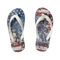 *~* AP27 Distressed Stars Stripes USA Flag Leopard Kid's Flip Flops