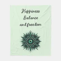 Monogram Dark Green Evil Eye Symbol on pale green Fleece Blanket