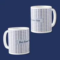 He Him Gender Pronouns in Blue Repeat Coffee Mug