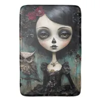 The Gothic Doll and Her Pet Owl Bath Mat