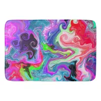 Colorful Swirls Marble Fluid Art    Bath Mat