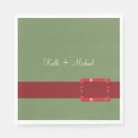 Crimson & Evergreen Christmas Wedding Napkins