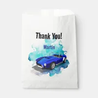 Classic Retro Blue Sports Car Birthday Adventure Favor Bag