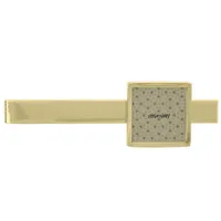 Monogram Name Black and Beige pattern | Gold Finish Tie Bar