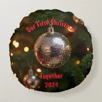 Our First Christmas Together Customizable Round Pillow