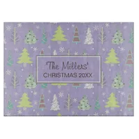 Christmas Tree Pattern Violet and Lime Green ID175 Cutting Board