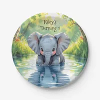 Baby Elephant Themed  Birthday Party Personalized Paper Plates