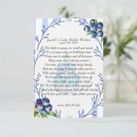 Blueberry First Birthday Cake Knife Poem  Invitation