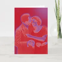 Vintage Valentine Couple in Red Holiday Card