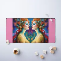 The Colorful Mermaid AI Art Portrait Desk Mat