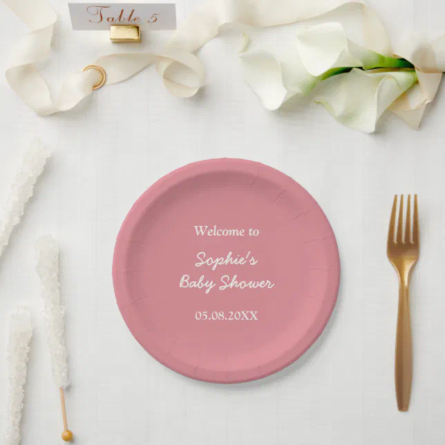 Blush Pink Baby Shower Paper Plates