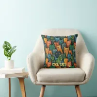 Cool Cats Watercolor  Throw Pillow