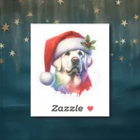 White Lab in Santa Hat Christmas Sticker