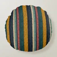 Vibrant Vertical Stripes Round Pillow