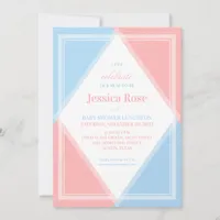 Fresh & Light Pink Blue Modern Baby Shower Shimmer Invitation