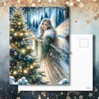  Fairy and Christmas Tree In the Enchanted Forest Holiday Postcard