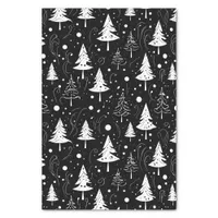 Black and White Modern Christmas Trees Tissue Paper