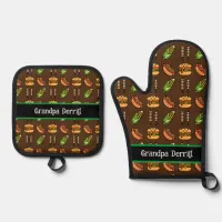 Personalized Grandpa Cute Barbecue Foods Oven Mitt & Pot Holder Set