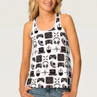 Pink, Black and White Gamer Girl  Tank Top