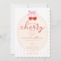 Pink Coquette Watercolor Cherry On Top Baby Shower Invitation