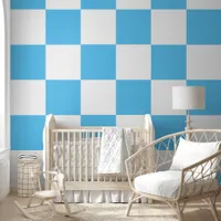 [Classic Checkerboard] Blue and White 12" Squares Wallpaper