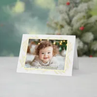 Merry Christmas Family Photo Gold  Foil Holiday Card