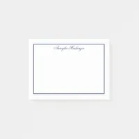 Chic Elegant Navy Blue and White Personalized Post-it Notes