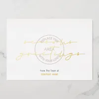 Seasons Greetings Script Company Logo Overlay Real Foil Holiday Card