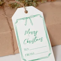 Elegant Green Bow Customizable Cute Christmas  Gift Tags