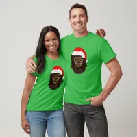 Funny Bigfoot In Santa Hat Sasquatch Humor T-Shirt