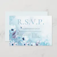 Pale Blue Anemone Flowers Menu Choice RSVP