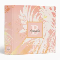 Rose gold palm tree leaves monogram 3 ring binder