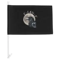 F-Caw-F Bird Crow Minimal Clean Car Flag