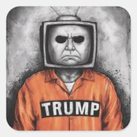 TV Head Prisioner Trump Square Sticker