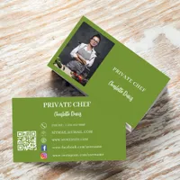 Private chef basil green photo catering QR code Business Card