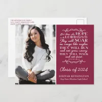 Burgundy Christian Graduation Verse Isaiah 40 Postcard