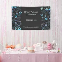 Cute Paw Print Pattern Pet Groomer Business Banner