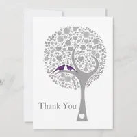 whimsy tree purple lovebirds mod wedding Thank You