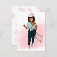 Fashionable Afro Fitness Instructor Girl Business  Business Card