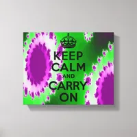  Keep Calm Purple and Green Abstract Canvas Print