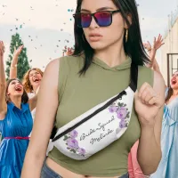 Bride Squad Purple Floral Pretty Gold Glitter Geo  Fanny Pack