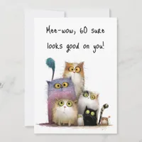 Quaint Cats with Big Eyes 60th Birthday Flat Card