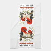 Feisty Red-headed Woodpecker Kitchen Towel